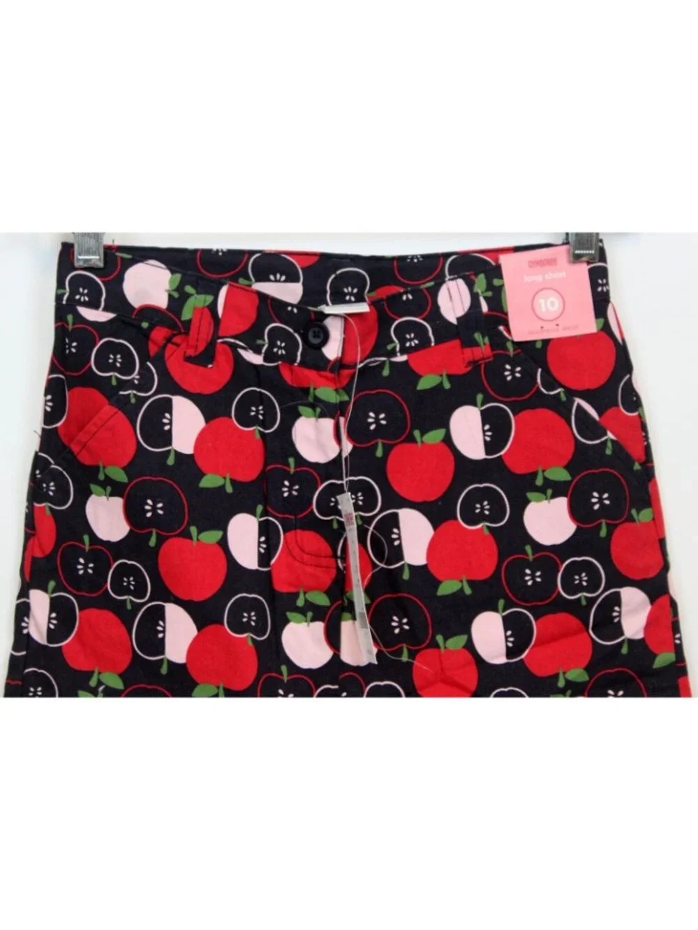 2008 Gymboree Prep School Long Shorts sz 10 Navy Apples BTS Adjustable Waist Fal